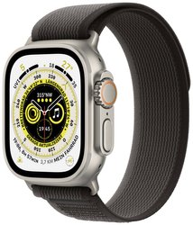 Apple Watch Ultra GPS + Cellular, 49 mm Tytanowa koperta z czarno-szarą pętlą Trail – S/M Apple Watch Ultra (1. Generation) Apple Watch  49 mm S/M czarny, szary