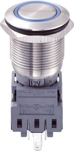 Przełącznik wciskany, wandaloodporny zatrzask TRU COMPONENTS LAS1-BGQ-11ZE/B/12V, 1 x wył/wł, IP67, 1 szt.