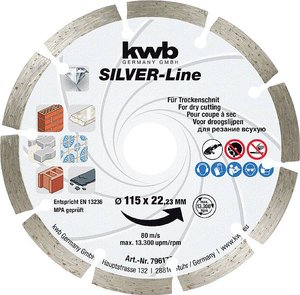 kwb 796570  Tarcza tnąca diamentowa Średnica 125 mm Średnica otworu 22 mm  1 szt.