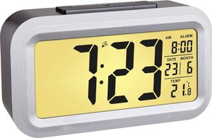 Budzik radiowy ze wskaźnikiem temperatury Lumio Plus 60.2553.01 Budzik TFA Dostmann Lumio Plus 60.2553.01, czarny, srebrny