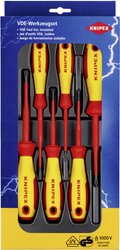Zestaw wkrętaków VDE 6 szt. z rowkiem/rowkiem krzyżowym Zestaw wkrętaków Knipex  00 20 12 V04
