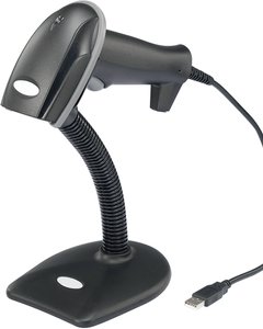 Renkforce skaner kodów kreskowych 1D LS6300E, Laser, czarny, USB-Kit, ze stojakiem Skaner kodów kreskowych Renkforce LS6300E USB-Kit, USB