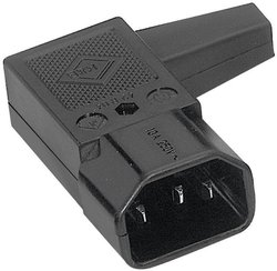 złącze męskie kątowe C14 2 + PE Wejście kablowe prawe 10 A czarny K & B 42R041211 1 szt.