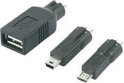 Zestaw końcówek do zasilaczy Voltcraft, miniUSB, microUSB, gniazdo USB