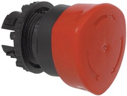 Przycisk grzybkowy pierścień przedni z tworzywa sztucznego, czarny czerwony odkręcenie BACO L22ED01 1 szt.