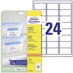 Etykiety na mrożone produkty Avery-Zweckform, L7970-25, 63.5 x 33.9 mm, 25 arkusz