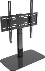 Kompaktowa podstawa do ekranów 32” - 55” (81 - 140 cm), obciążenie do 40 kg, regulacja wysokości do maks. 650 mm, płyta podłogowa: 480 x 280 mm, wykonana z bezpiecznego szkła Stojak do telewizora My Wall HP2BL, 81,3 cm (32'') - 139,7 cm (55'')