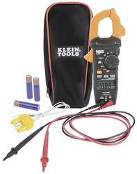Cyfrowe cęgi prądowe Klein Tools 400 A AC z automatycznym doborem zakresu pomiarowego i temperatury Multimetr Klein Tools CL220 CAT III 600 V
