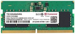 Transcend Pamięć robocza do laptopów - moduł DDR5 8 GB 1 x 8 GB 4800 MHz 262pin SO-DIMM CL40 TS1GSA64V8G