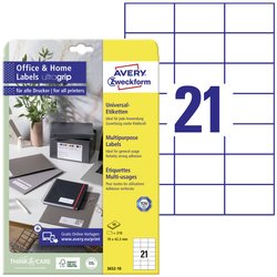 Avery-Zweckform 3652-10 Etykieta uniwersalna 70 x 42.3 mm Papier biały 210 szt. Trwały Drukarka atramentowa, Drukarka Laserowa, Drukarka Laserowa, kolorowa, Kopiarka, Drukarka z funkcją kopiowania w kolorze, Drukarka etykiet