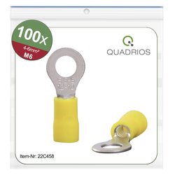 Końcówki kablowe oczkowe, zestaw 100 szt., M6, przekrój 4 - 6 mm² Quadrios 22C458 Końcówka oczkowa 1 zest.