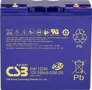 Akumulator ołowiowy CSB Battery EVH 12240 EVH12240, AGM, 12 V, 24 Ah