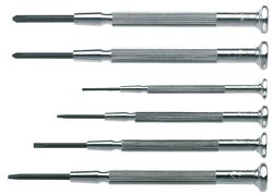 Zestaw wkrętaków zegarmistrzowskich 6 sztuk, płaski 1,0x15, 1,6x20, 2,0x22, 2,4x25 oraz PH00x25, PH0x25 Zestaw wkrętaków C.K  T4854P