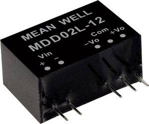 Moduły przetwornicy DC/DC MeanWell serii MDD02 SIP / SIL7 Case Dual Output: Moc 1:1: 2W: Nieregulowana Medical Moduł przetwornicy DC/DC Mean Well MDD02L-15 MDD02L-15, 2 W, 67 mA, 1 szt.
