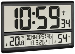 TFA Dostmann 60.4520.01 Sterowany radiowo Zegar ścienny 360 mm x 28 mm x 235 mm czarny duży wyświetlacz