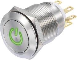 Przycisk TRU COMPONENTS LAS1-GQF-11/G/12V TC-8904680, 19 mm, 250 V/AC, 3 A, 1 szt.