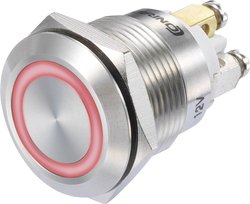 Przełącznik wciskany TRU COMPONENTS GQ19F-10E/R/12V/S 1273002, 19 mm, 48 V/DC, 3 A, 1 szt.
