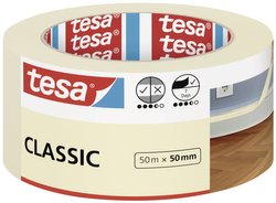 taśma malarska tesa CLASSIC - taśma maskująca do maskowania prac malarskich - nie zawiera rozpuszczalników, można ją usunąć bez pozostawiania śladów - 50 mx 50 mm Taśma malarska tesa  52807-00000-03 Classic (D x S) 50 m x 50 mm 50 m 1 szt.