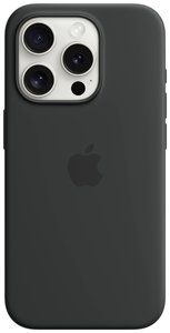 Apple Silicon Case MagSafe Futerał backcase Apple iPhone 15 Pro czarny Ładowarka indukcyjna, Odporny na wstrząsy