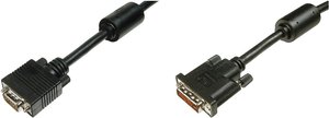 Przejściówka DVI, VGA Digitus AK-320300-020-S, ze złączem śrubowym, z rdzeniem ferrytowym, 2.00 m