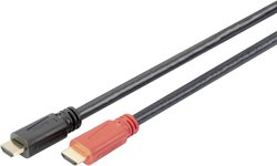 Kabel przyłączeniowy HDMI Digitus ze złączem męskim HDMI na złącze męskie HDMI, ze wzmacniaczem, 15 m, czarny Kabel HDMI Digitus AK-330118-150-S AK-330118-150-S, kanał powrotny audio, pozłacane styki, HDMI 4K, 15.00 m