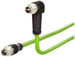 Kabel Ethernet przemysłowy M12, kodowanie X, 1,0 m, złącze M12 proste - złącze M12 kątowe, kodowanie 225°, PUR Kabel LAN Metz Connect 142M2X1C010, 1 szt., M12, CAT 6a, S/FTP, 1.00 m, zielony