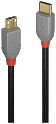 Kabel USB LINDY, USB 2.0, Złącze męskie USB-C®, Złącze męskie USB Micro-B, 0.50 m