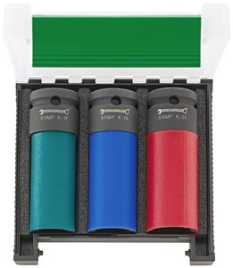 Zestaw kluczy do nakrętek do kół IMPACT 1/2&quot, 3-częściowy  17, 19, 21 mm, kodowane kolorami  Tuleje ochronne chroniące felgi aluminiowe podczas wymiany kół Klucz do kół Stahlwille 96838103  1 zest.