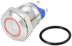 Przełącznik wciskany, wandaloodporny TRU COMPONENTS GQ12-AF-10E/J/R/24V/S TC-10090896, 13 mm, 48 V/DC, 2 A, 1 szt.