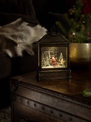 Konstsmide 2886-000 Latarnia LED Święty Mikołaj z dzieckiem ciepła biel LED mosiądz  możliwość wyboru zasilania, wypełniany wodą, Timer, ośnieżony