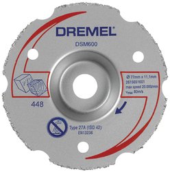 Wielozadaniowa tarcza tnąca z węglików spiekanych DREMEL® DSM20 do cięcia na płasko  Tarcza tnąca wygięta Dremel  2615S600JB 77 mm 1 szt.