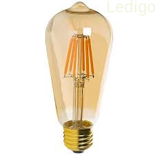 E27, Typ-ST64, Żarówka LED, 4W, Filament Amber