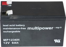 Akumulator ołowiowy multipower PB-12-9-6,35 MP1236H, AGM, 12 V, 9 Ah