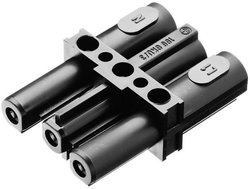 Złącze żeńskie sieciowe złącze męskie zasilające - złącze żeńskie zasilania Adels-Contact AC 166 GKU/ 3 2 + PE czarny  1 szt.