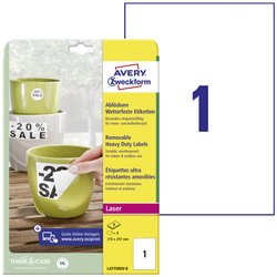 Avery-Zweckform L4775REV-8 Etykiety foliowe 210 x 297 mm Folia poliestrowa biały 8 szt. Z możliwością usunięcia Drukarka Laserowa, kolorowa, Drukarka Laserowa, Drukarka z funkcją kopiowania w kolorze, Kopiarka, Drukarka etykiet