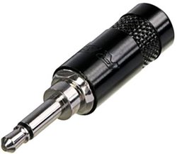 2-biegunowy wtyk jack 3,5 mm z zaciskanym odciążeniem, czarna chromowana obudowa, posrebrzane styki Złącze męskie jack 3,5 mm Rean AV NYS226B NYS226B, złącze męskie, 1 szt.