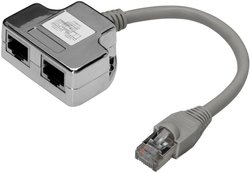 Adapter kabla krosowego DIGITUS CAT 5e, 2x CAT 5e, ekranowany PC-PC, 2x gniazdo RJ45 na 1x wtyk RJ45, 0,19 m Przejściówka, adapter LAN RJ45 Digitus DN-93904 [1x złącze męskie RJ45 - 2x złącze żeńskie RJ45]