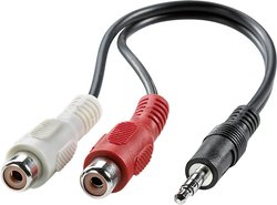 VALUE 3,5 mm (ST)-cinch (2x BU) kabel, czarny, 0,2 m. Kabel Jack Value 11.99.4340 ekranowany 0.20 m