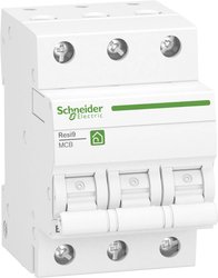 Wyłącznik nadmiarowo-prądowy Resi9 3P, 16A, charakterystyka B, 6kA    Wyłącznik automatyczny Schneider Electric R9F23316, 400 V, 16 A