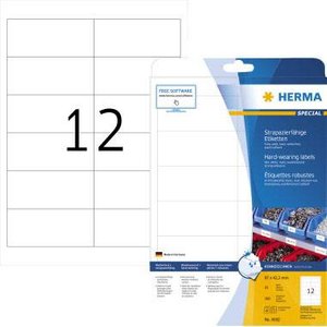 Herma 4692 Etykiety foliowe 97 x 42.3 mm Folia poliestrowa biały 300 szt. Bardzo mocny Drukarka Laserowa, Drukarka Laserowa, kolorowa, Kopiarka, Drukarka z funkcją kopiowania w kolorze