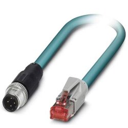 kabel LAN M12 / RJ45, Phoenix Contact 1407360 VS-MSD-IP20-93E/1,0, SF/UTP, CAT 5, CAT 5e, 1.00 m, niebieski