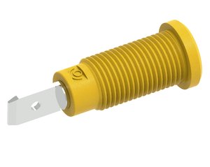 Gniazdo bananowe bezpieczne Ø2mm z okrągłą nakrętką Ø10mm, płaska końcówka łącząca 4,8x9mm, żółta Electro PJP 228-2-I-CD1-J Gniazdo do zabudowy bezpieczne 1 szt.