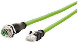 Kabel M12 Industrial Ethernet, kodowanie X, 5,0 m, gniazdo M12 proste - wtyk RJ45 prosty, PUR Kabel LAN Metz Connect 142M2X25050, 1 szt., M12, CAT 6a, S/FTP, 5.00 m, zielony