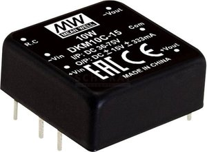 Moduły przetwornicy MEANWELLL DC/DC serii DKM10 seria 1''x1''' Obudowa Podwójne wyjście Stosunek napięcia wejściowego: 2:1 Moc: 10W sterowana Moduł przetwornicy DC/DC Mean Well DKM10C-05 DKM10C-05, 10 W, 1 A, 1 szt.