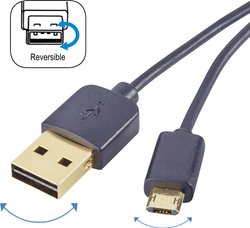 Kabel USB Renkforce, USB 2.0, Złącze męskie USB-A, Złącze męskie USB Micro-B, 1.00 m