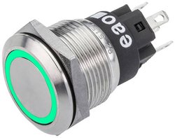 EAO 82-5151.1133 Seria 82 Podświetlany przycisk Mom 19mm Zielona wtyczka 12V Przycisk eao 82-5151.1133, 19.10 mm, 1 szt.