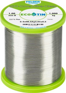 Cyna lutownicza Felder Löttechnik ISO-Core ''Ultra Clear'' SAC305 szpula Sn96,5Ag3Cu0,5  1 kg 1 mm