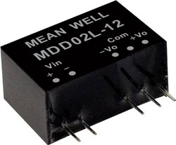 Moduły przetwornicy DC/DC MeanWell serii MDD02 SIP / SIL7 Case Dual Output: Moc 1:1: 2W: Nieregulowana Medical Moduł przetwornicy DC/DC Mean Well MDD02L-12 MDD02L-12, 2 W, 83 mA, 1 szt.