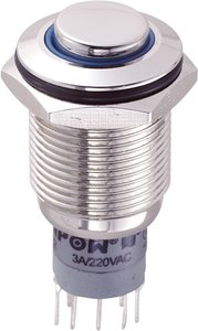 Przełącznik wciskany, wandaloodporny zatrzask TRU COMPONENTS LAS2GQH-22ZE/B/12V/N/P, 2 x wł/wł, 1 szt.