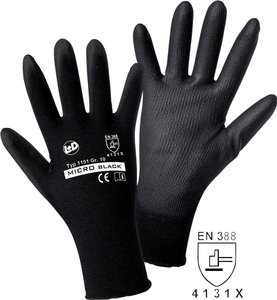 L+D worky MICRO black Nylon-PU 1151-XL Nylon Rękawice robocze Rozmiar rękawic: 10, XL EN 388   CAT II 1 szt.